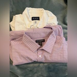 Two Kids Button Down Shirts white & purple size 14 Boys Bundle